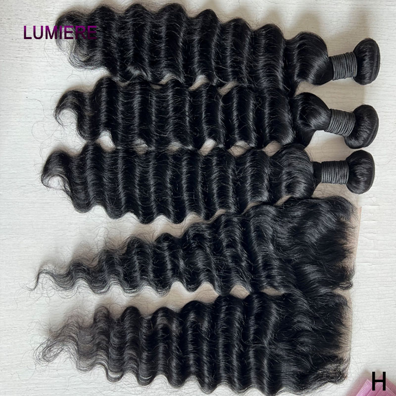 Deep Wave 3 Bundles With Closure - 最高級ルーズディープウェーブヘアバンドル、HD透明レースクロージャー付き、バージン原毛人毛エクステ卸売、最高級アフロ縮毛ディープウェーブ3/4バンドル、HDクロージャー付きバージン人毛ウィーブエクステンション
