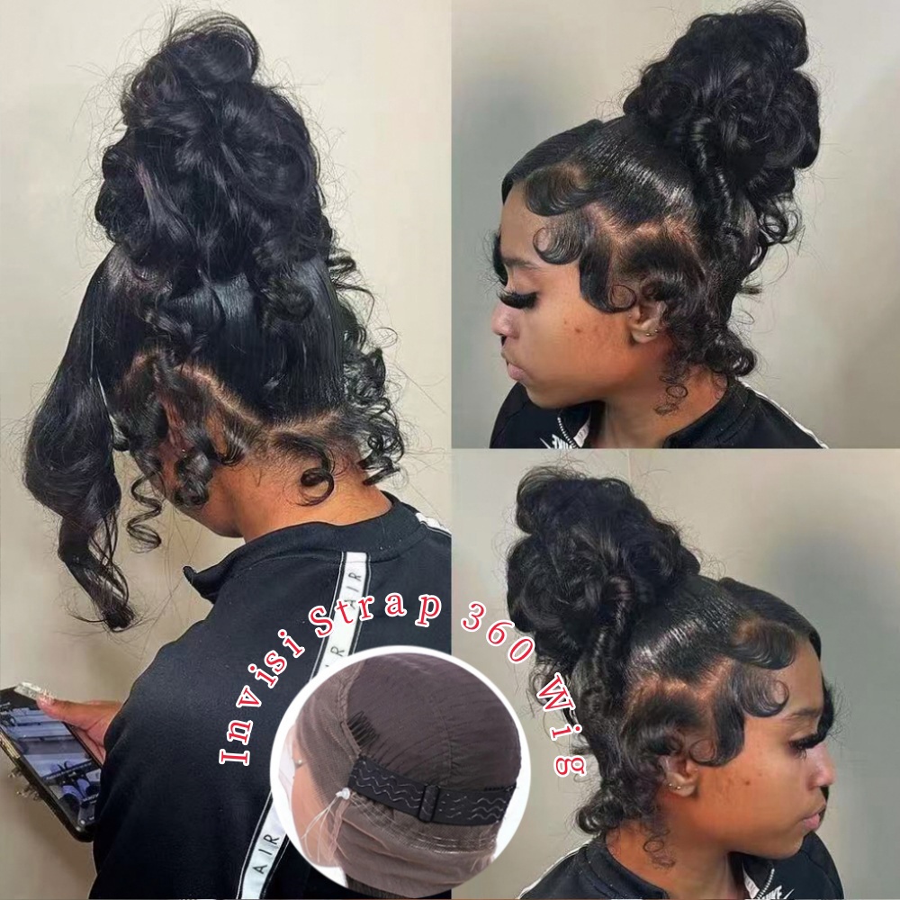 Lace Front Wigs - HD 360 フルレースウィッグ（見えないストラップ付き）人毛250%密度ボディウェーブレースフロントウィッグ HD 360 レースフロントウィッグ人毛