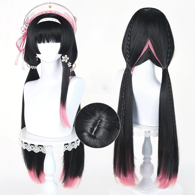 Synthetic Wigs - チサ ウィッグ ゲーム「Wuthering Waves」コスプレ ブラックピンク ロングヘア
