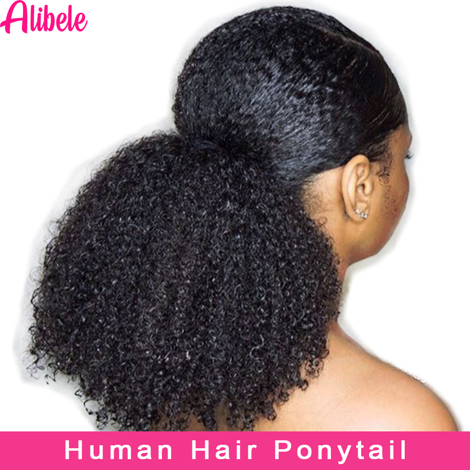 Seamless Clip In Hair Extensions Human Hair - Alible-mogolian Skin Sryポニーテールエクステンション、フォーロドローストリング、人間の髪の毛、ポニーテールのロングクリップ、10-28in、4b、4c