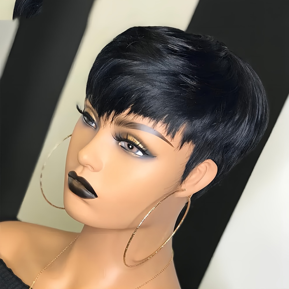 Short Pixie Cut Wig Human Hair Cheap - ショートピクシーウィッグ人毛レイヤーカットショート人毛ウィッグブラウンレッドオンブルハイライトデュビーウィッグ格安フルマシンウィッグ女性用