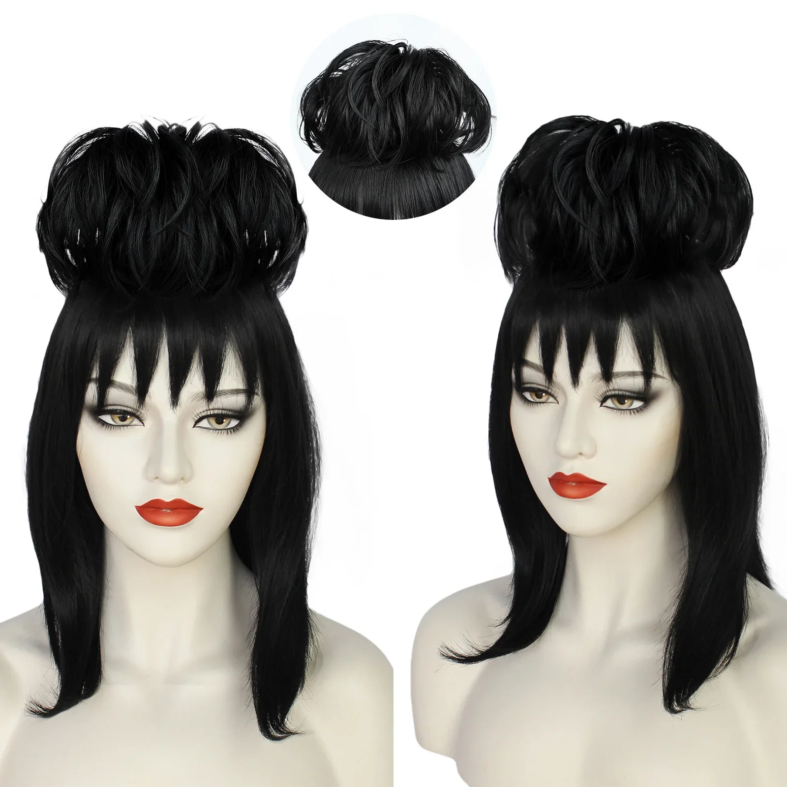 Synthetic Braided Wigs For Black Women - Lydia deetz-女性用コスプレウィッグ,黒の人工毛,ブライダルガウン,コスチュームアクセサリー,ストレートヘア,ハロウィーン,カーニバルパーティーアクセサリー,女の子用