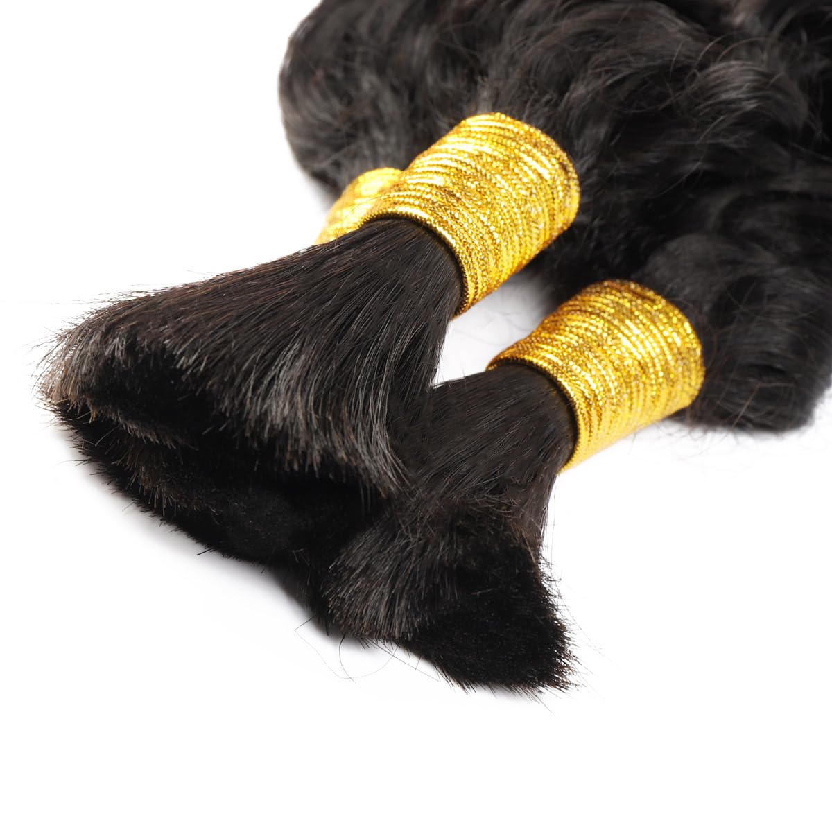 水波状人毛ブレイズヘア　未処理人毛ブレイズヘア　ウェフトなし - Water Wave Bulk Human Hair For Braiding のレビューと価格