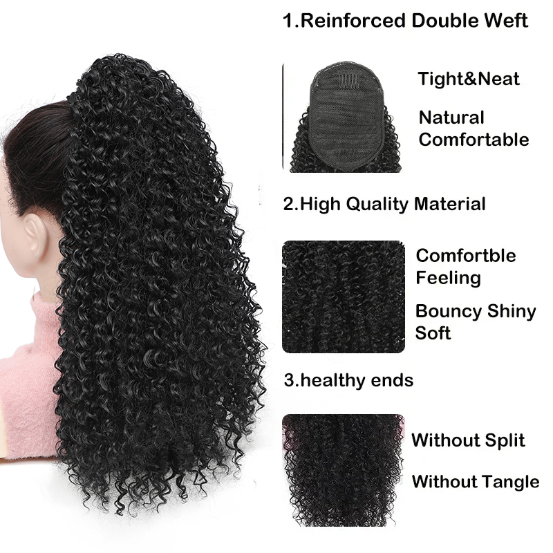 ロングカーリー巾着ポニーテールアフロパフ変態カーリーポニーテ - Drawstring Afro Curly Puff Ponytail のレビューと価格