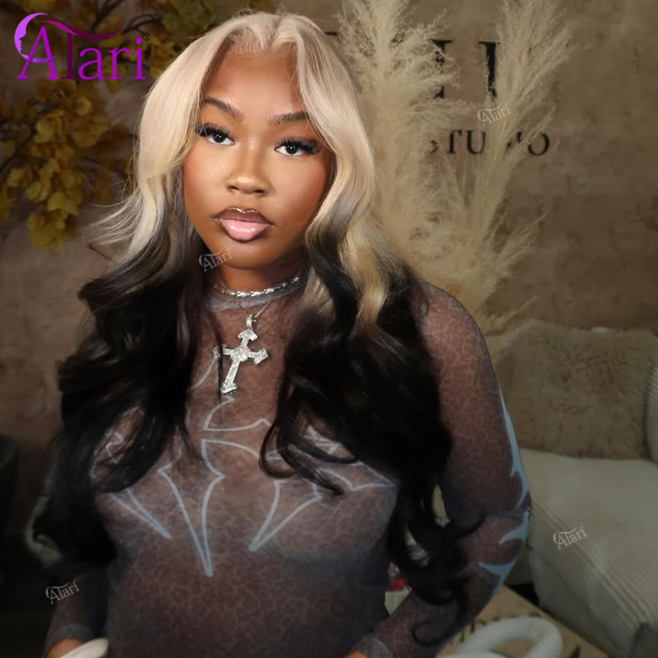 オンブレブロンドブラックボディウェーブ人毛ウィッグ 13X4 - 613 Blonde Body Wave Lace Front Wig のレビューと価格