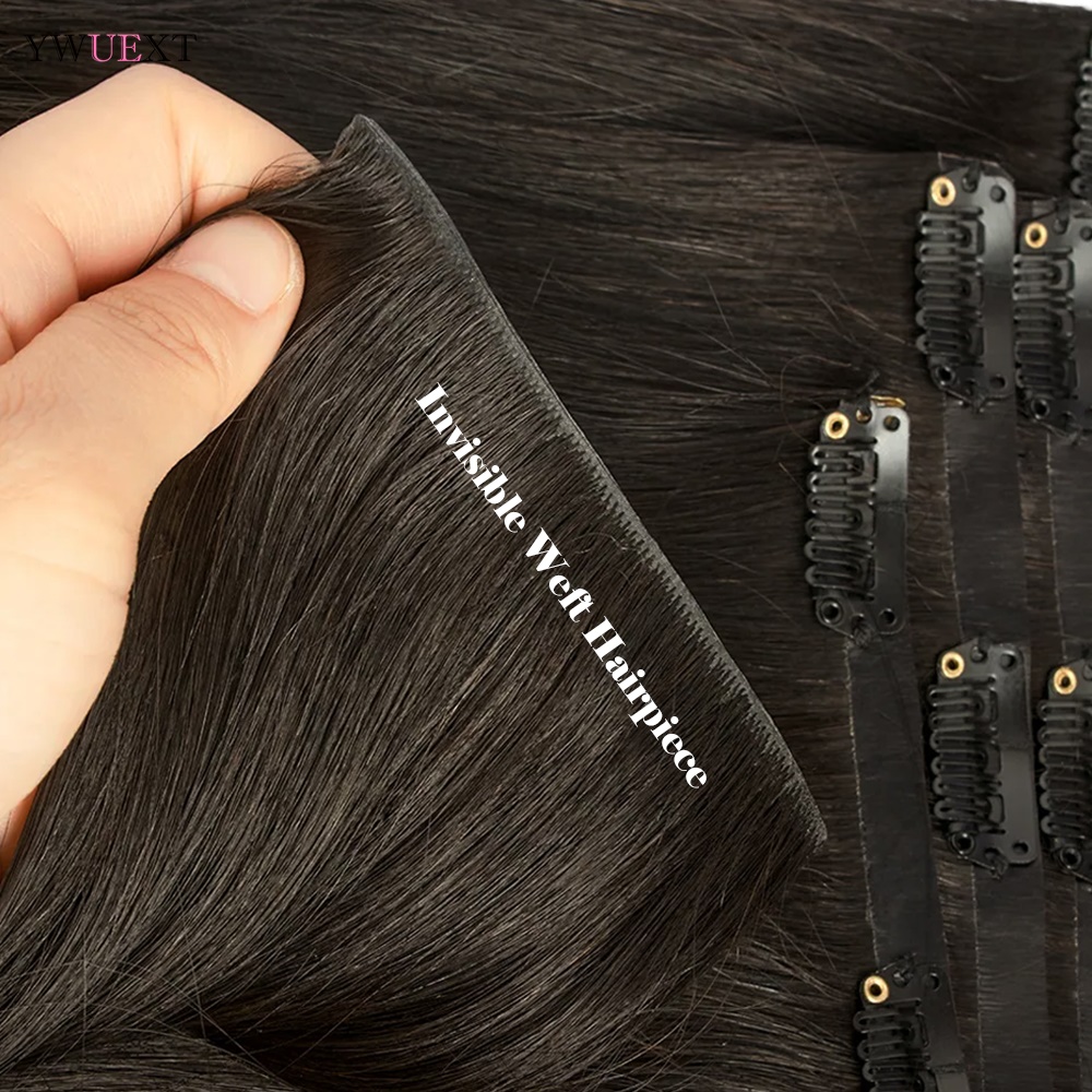 見えないクリップ式ヘアエクステ 100%人毛 7ピースセット - Seamless Clip In Hair Extensions Human Hair のレビューと価格