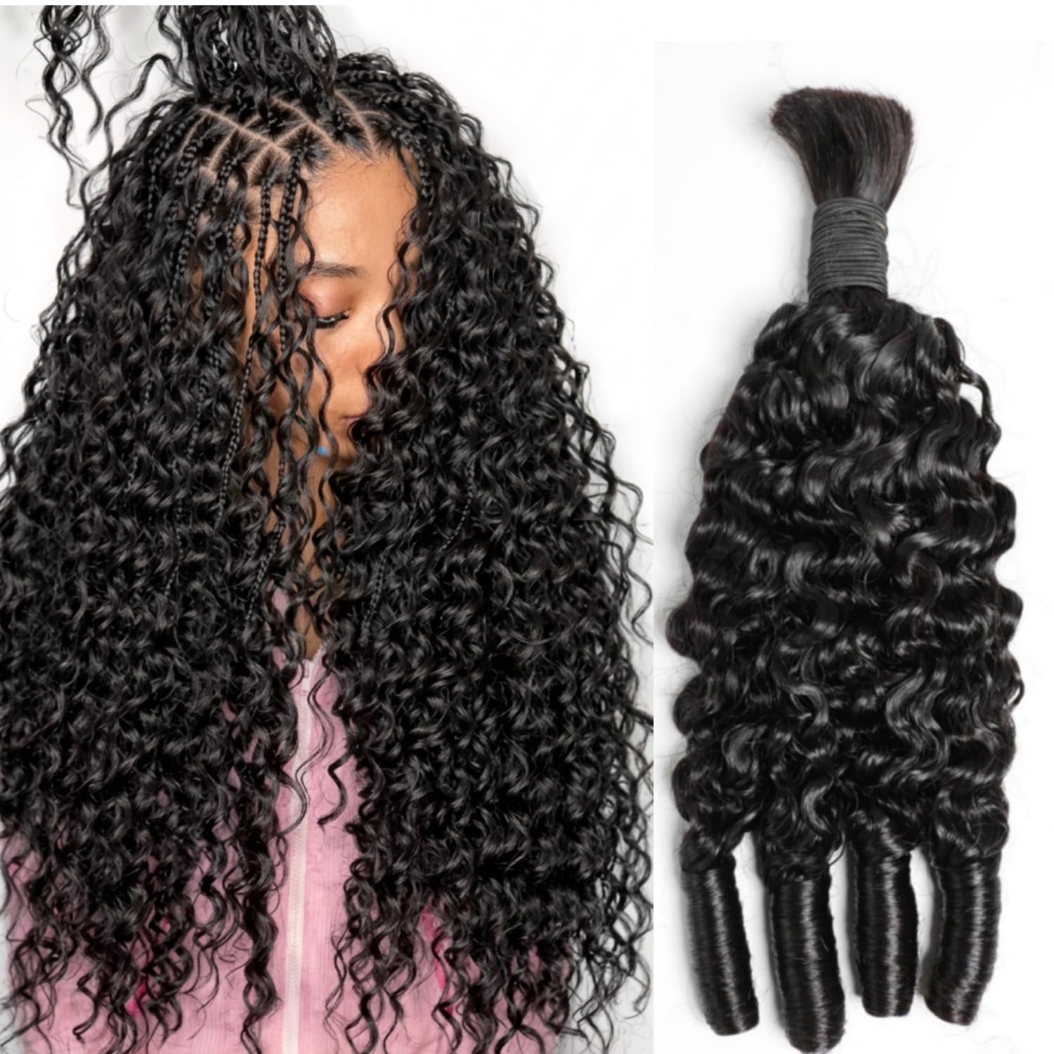 ボヘミアンブレイズ用の人毛編み込みヘア、ビルマカーリーバンド - Water Wave Bulk Human Hair For Braiding のレビューと価格