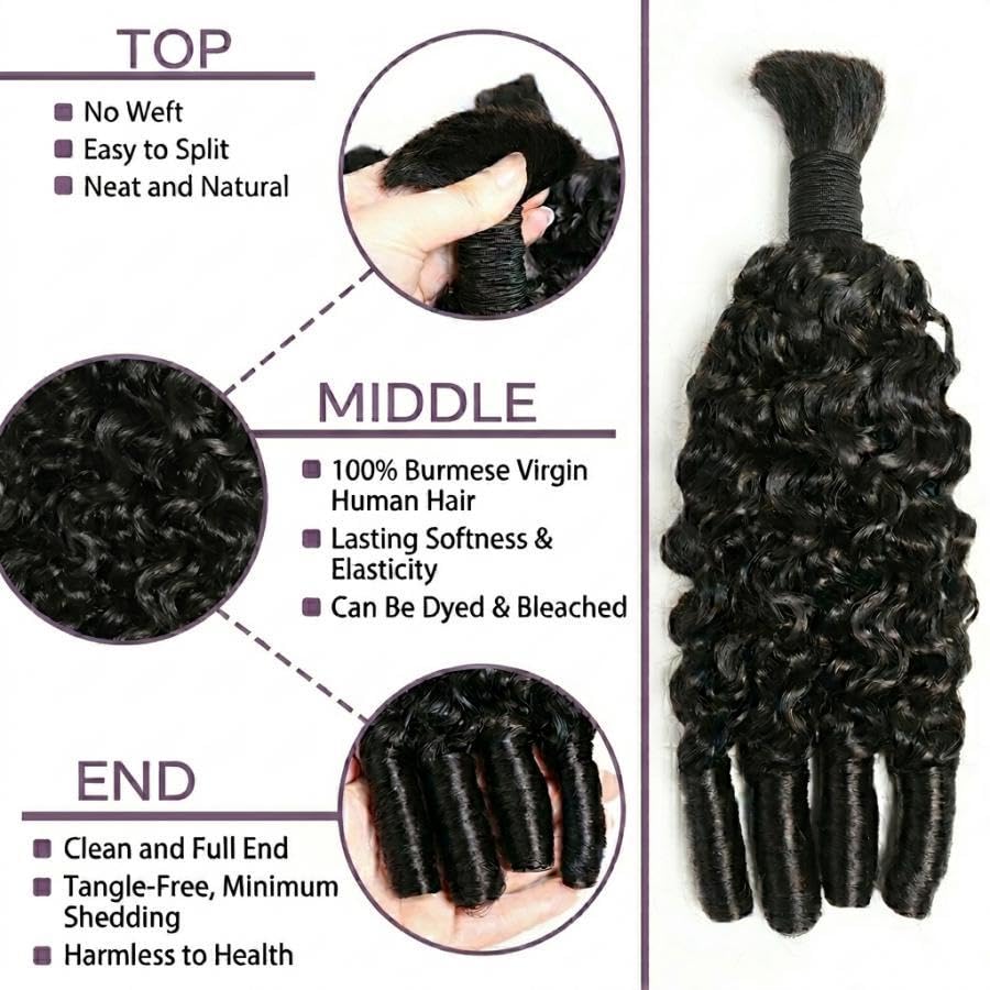ボヘミアンブレイズ用の人毛編み込みヘア、ビルマカーリーバンド - Water Wave Bulk Human Hair For Braiding のレビューと価格