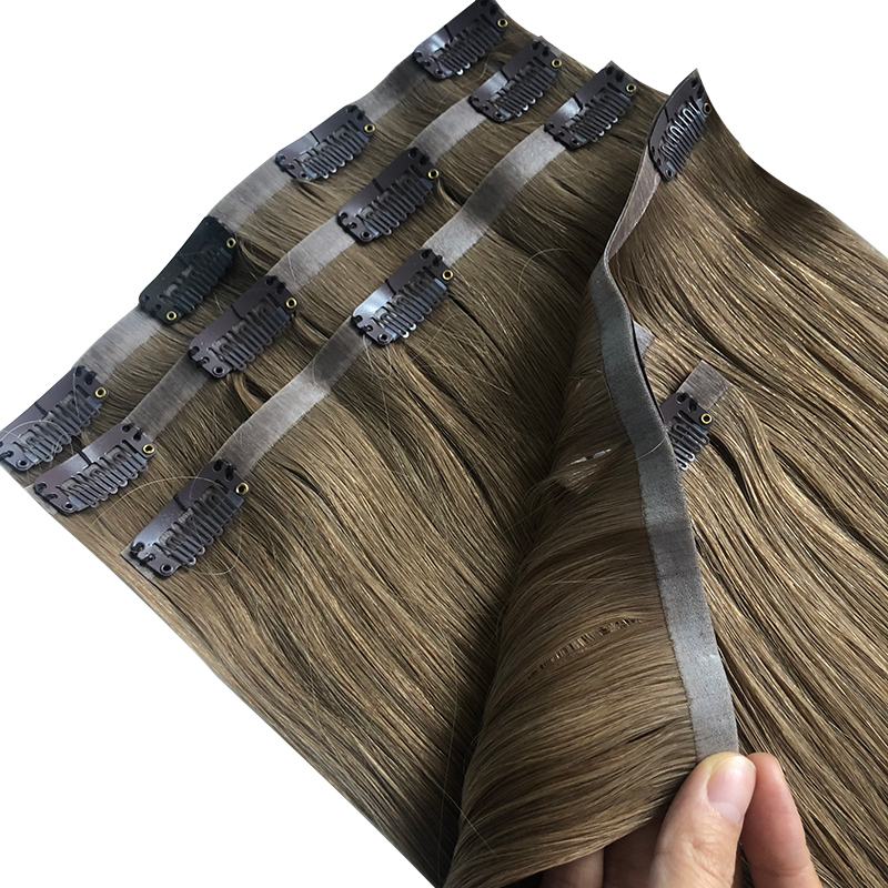 ストレート目に見えない PU クリップ全頭ヘアエクステンショ - Seamless Clip In Hair Extensions Human Hair のレビューと価格