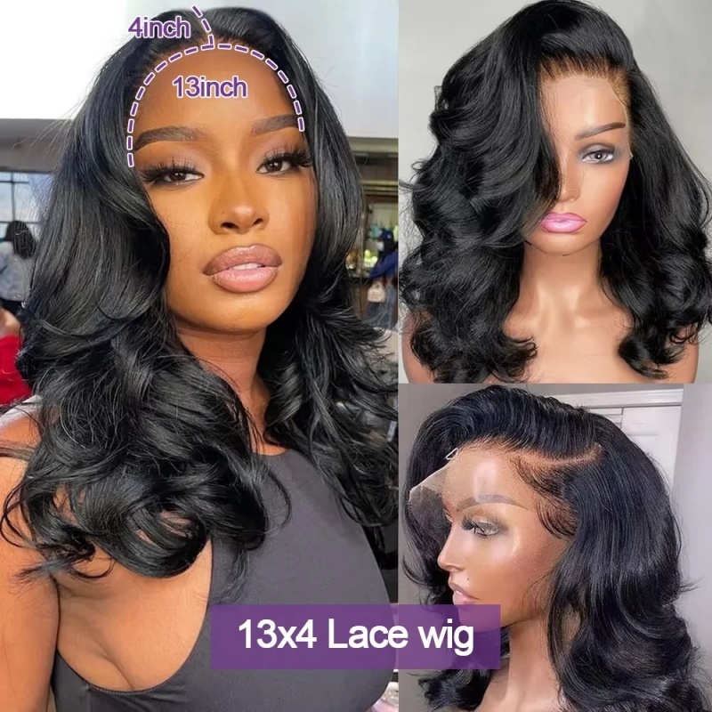200%ボディウェーブHDレースフロントウィッグ ショートボ - Glueless Wear And Go Human Hair Wig のレビューと価格