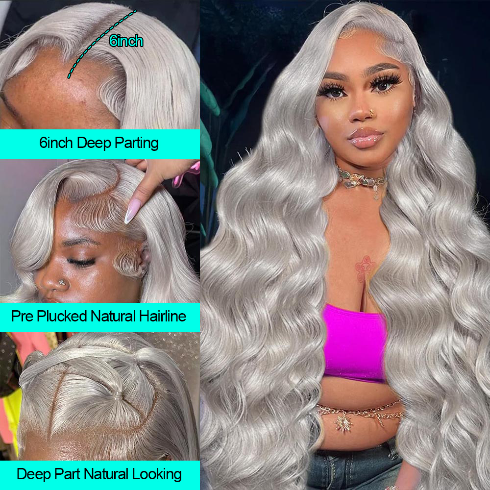 コスプレボディウェーブシルバーグレー13x4レースフロントウ - 613 Blonde Body Wave Lace Front Wig のレビューと価格