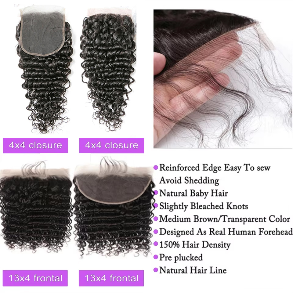 26インチ、28インチ、30インチのディープウェーブヘアバン - Deep Wave 3 Bundles With Closure のレビューと価格