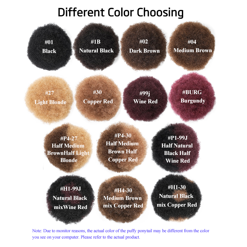 100%人毛8インチショートアフロキンキーカーリーアフロバン - Drawstring Afro Curly Puff Ponytail のレビューと価格