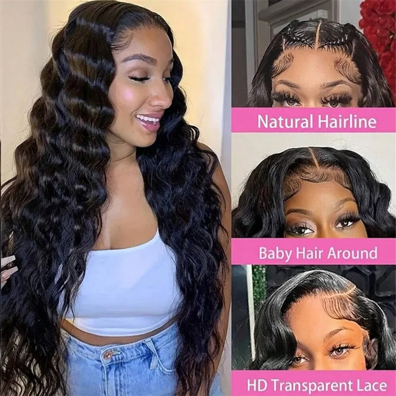 220%高密度38インチルーズウェーブ13x6 HDレースフ - Lace Front Wigs のレビューと価格