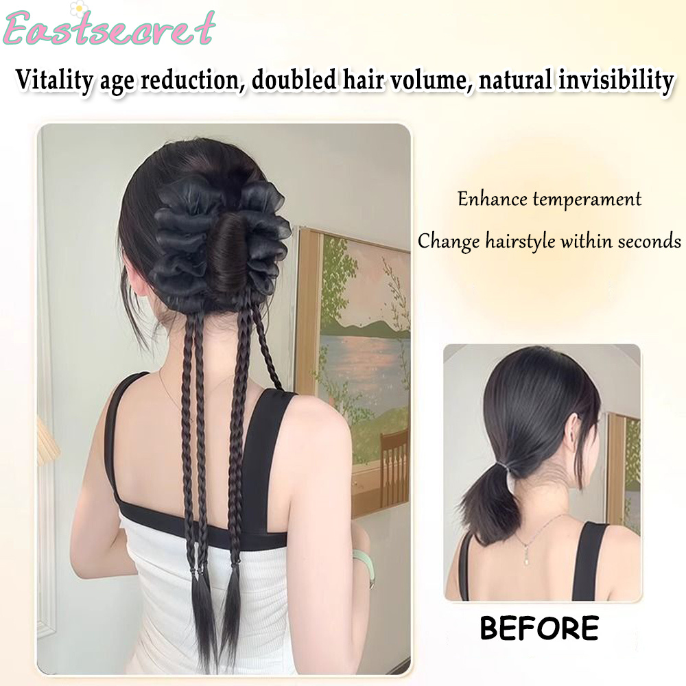 黒いリボンが付いた半分結びのヘアクリップ、羽根飾り付きのヘア - Claw Clip Messy Bun Hair Piece のレビューと価格