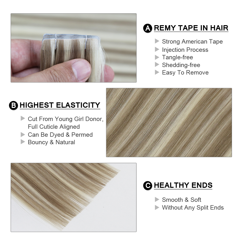 目に見えないテープインエクステンション本物のレミー人毛シーム - Invisible Tape In Extensions Real Hair のレビューと価格