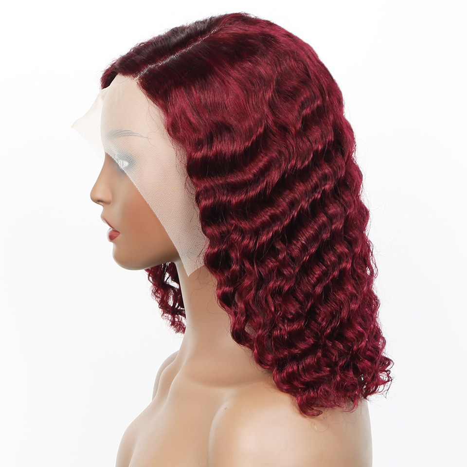 99j バーガンディ ディープボブウィッグ 人毛 ショートカ - Glueless Wear And Go Human Hair Wig のレビューと価格