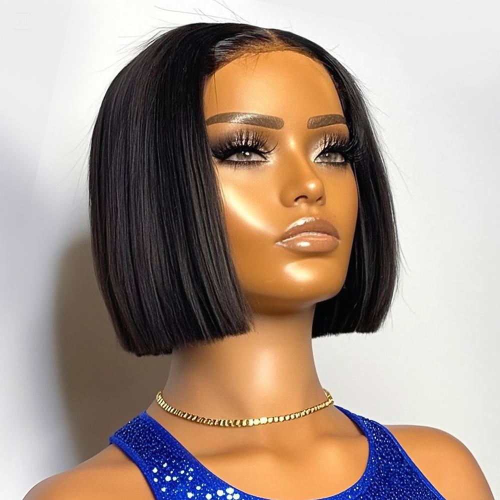 250%高密度ストレートショートボブウィッグ 13x4 13 - Glueless Wear And Go Human Hair Wig のレビューと価格