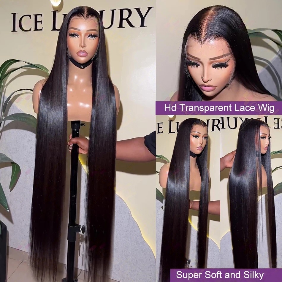 40インチストレート人毛ウィッグ　220密度HDレースウィッ - Lace Front Wigs のレビューと価格