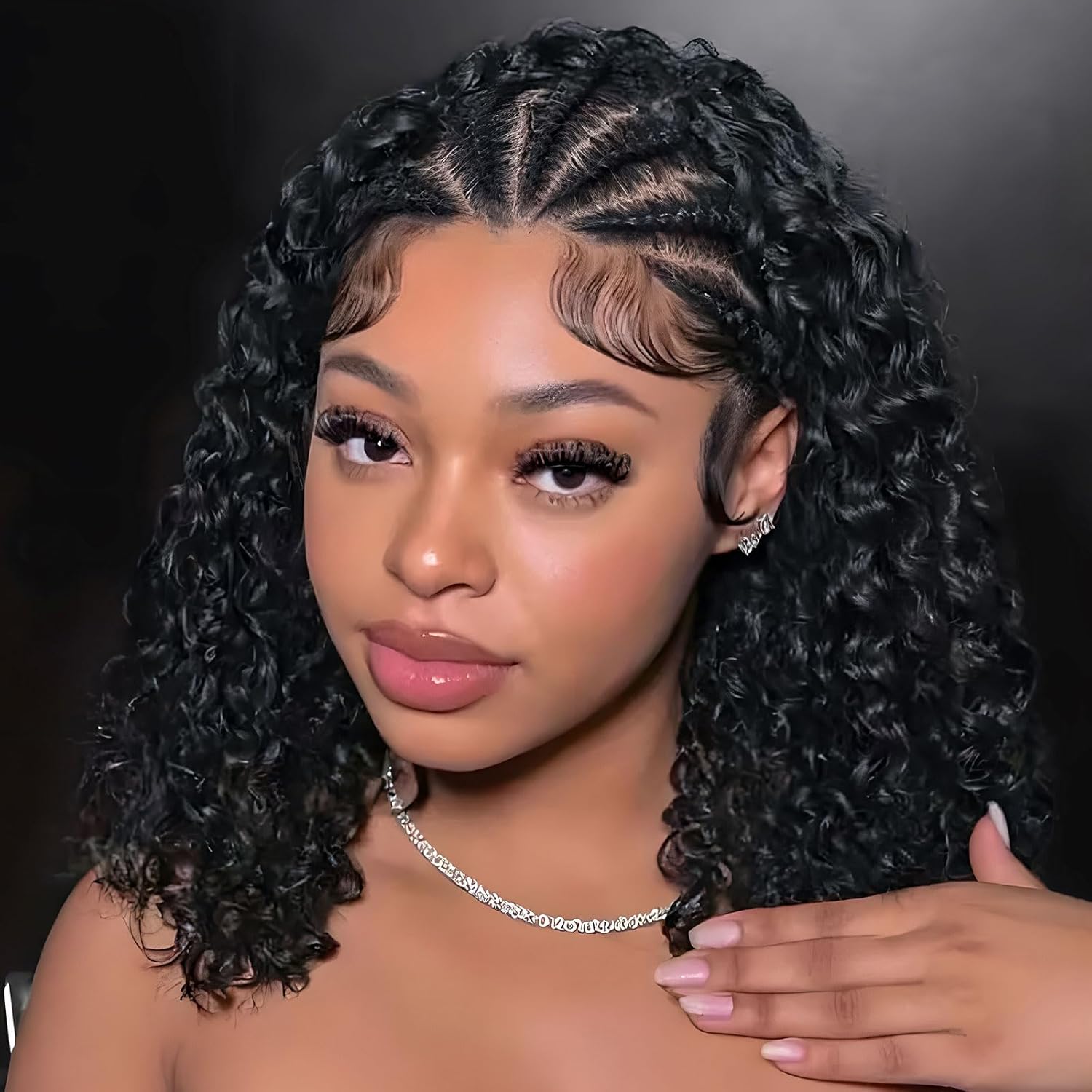 コーンロウブレイドボブウィッグ　ディープカーリーブラジリアン - Glueless Wear And Go Human Hair Wig のレビューと価格