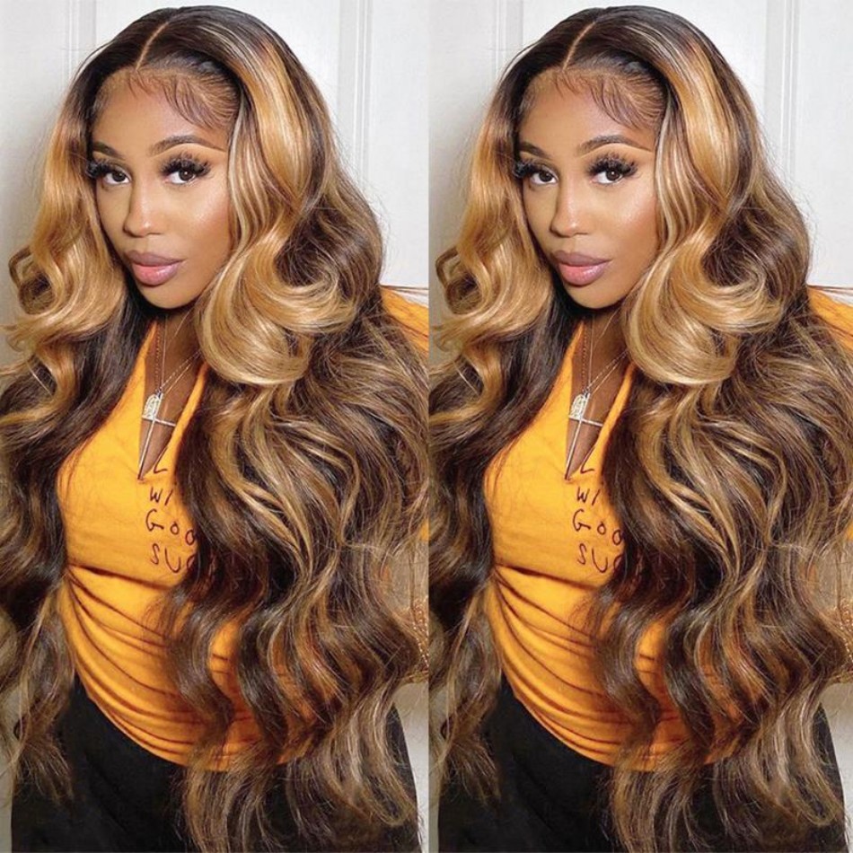 250密度ハイライトウィッグ人毛13x6 HDレースフロント - Lace Front Wigs のレビューと価格