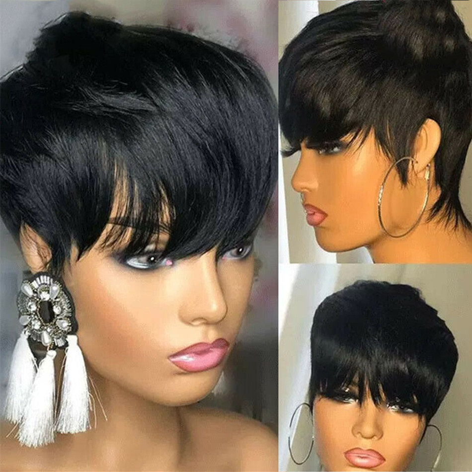 ショートピクシーカットウィッグ人毛女性用マシンメイドウィッグ - Short Pixie Cut Wig Human Hair Cheap のレビューと価格