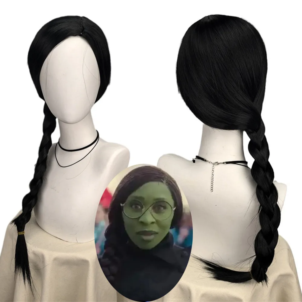 邪悪なエルファバウィッグ女性ガールズロングヘアウィッグ黒三つ - Synthetic Braided Wigs For Black Women のレビューと価格