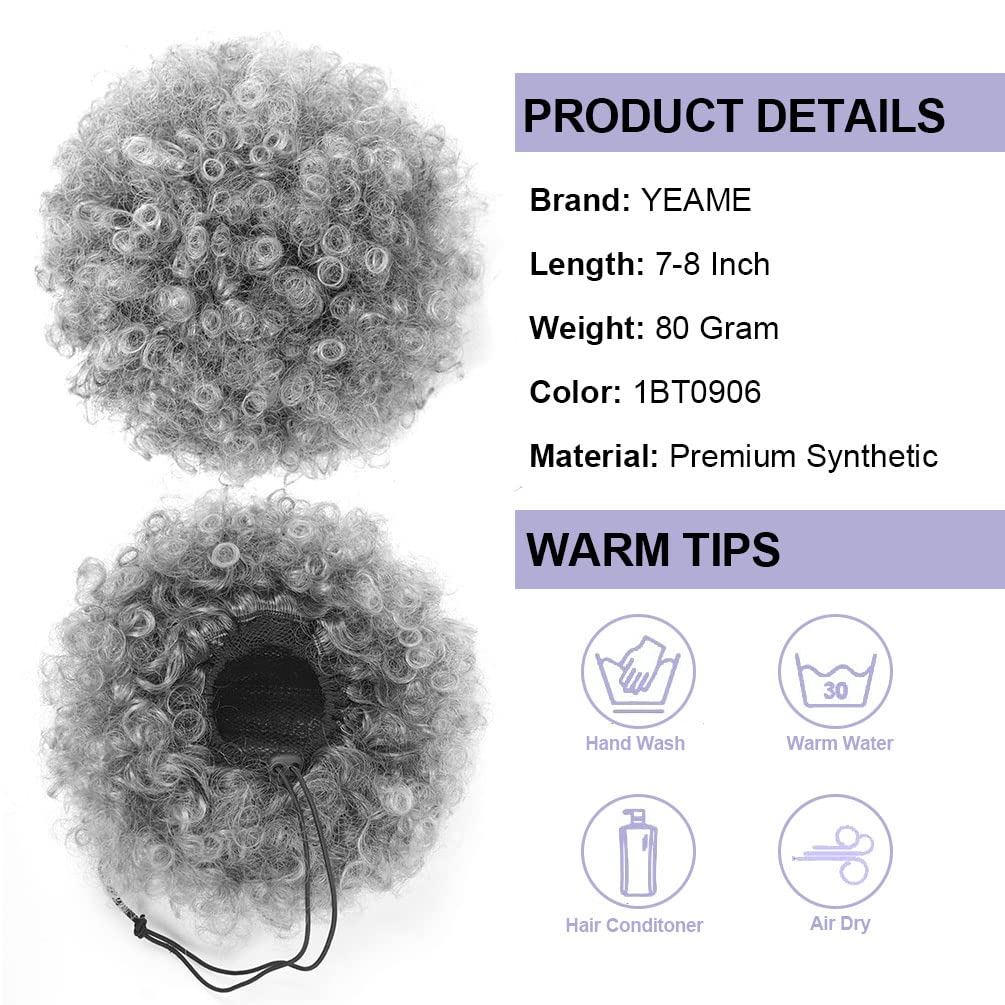 アフロパフドローストリングポニーテール、ショートシンセティッ - Drawstring Afro Curly Puff Ponytail のレビューと価格