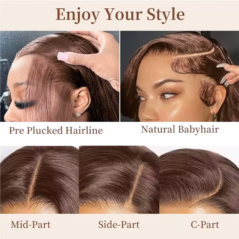 220%高密度34インチチョコレートブラウンボーンストレート - Lace Front Wigs のレビューと価格