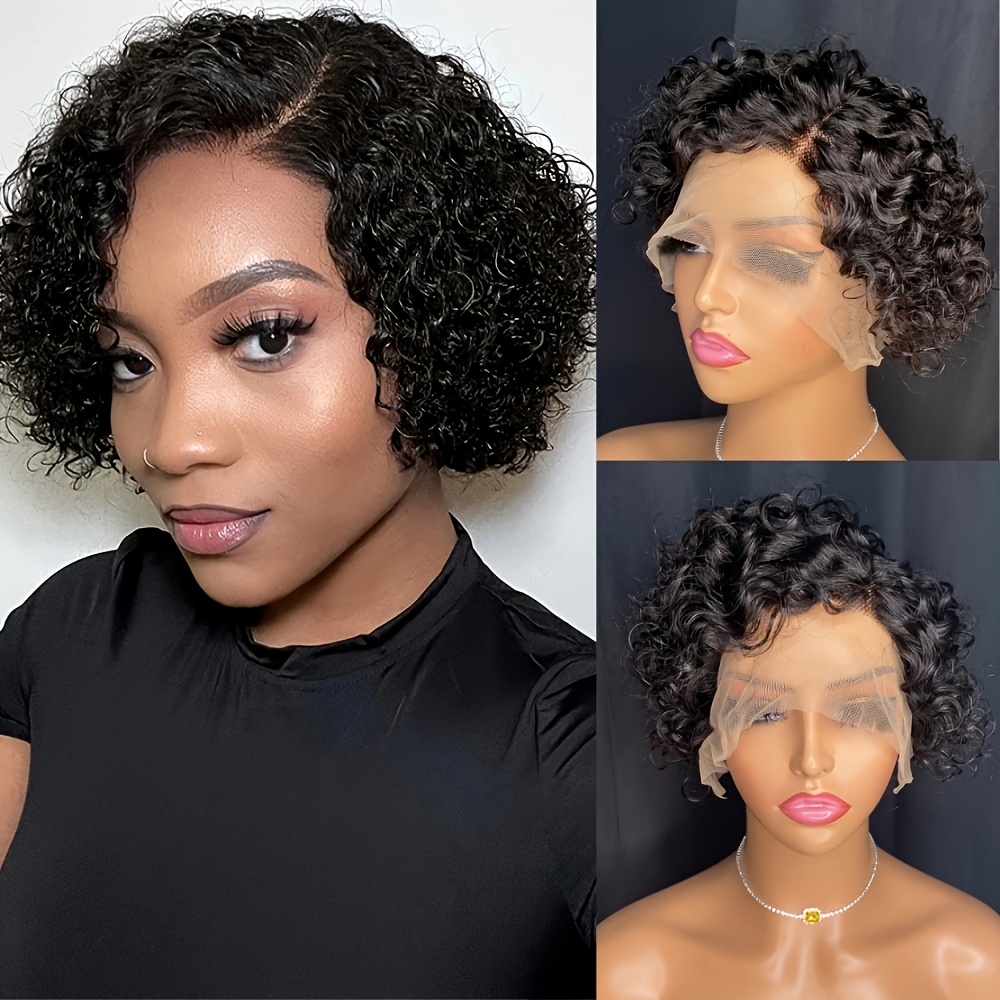 ショートカール13x1レースカーリーピクシーカットウィッグ1 - Glueless Wear And Go Human Hair Wig のレビューと価格