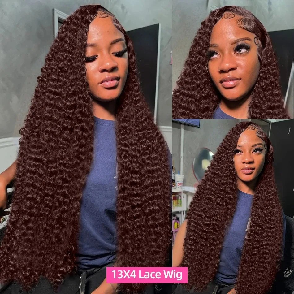カーリーレースフロントウィッグ チョコレートブラウン人毛ウィ - Hd Lace Frontal Wig Human Hair Pre Plucked のレビューと価格